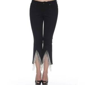 NEW AZI rhinestone fringe bottom jeans in black